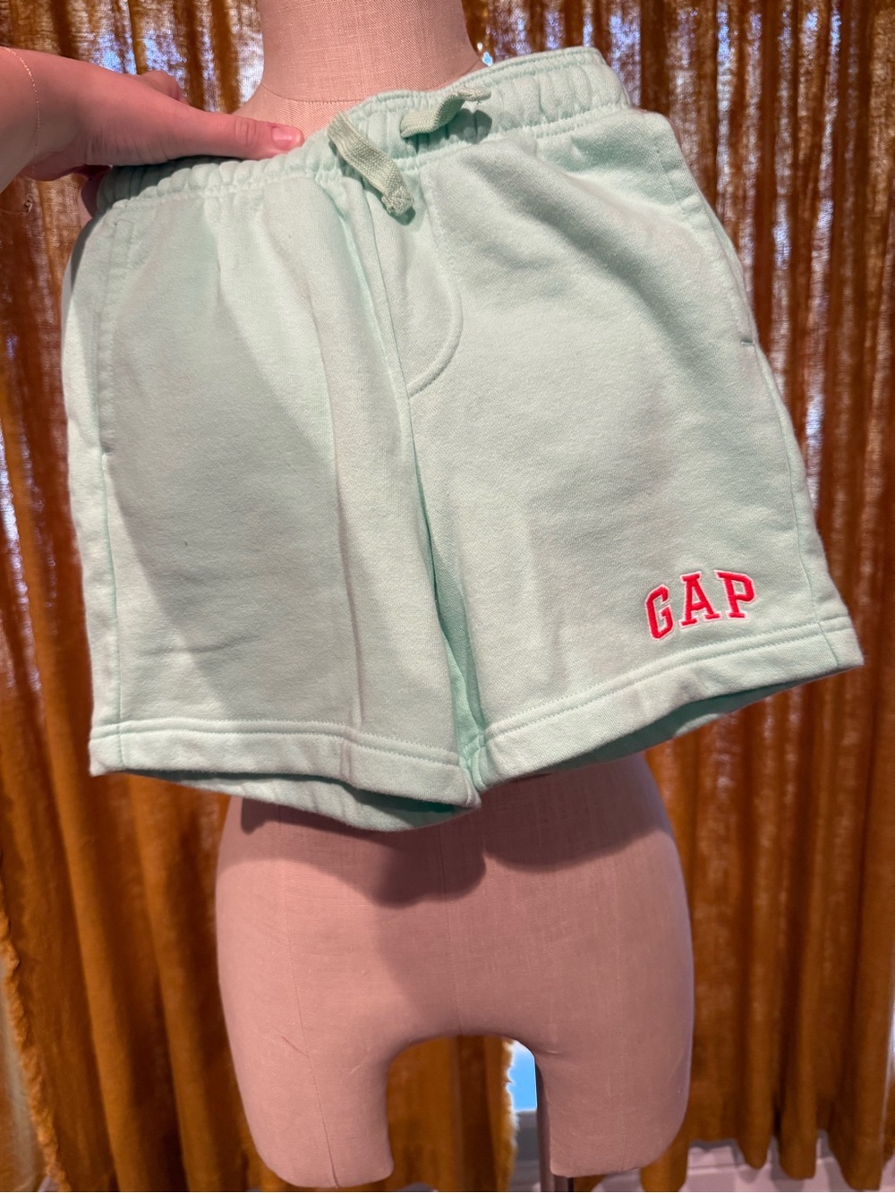 GAP Mint Green Athletic Fleece Shorts with Red Logo